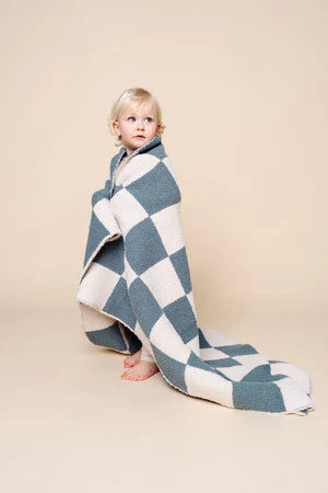 Chenille Blanket (Ocean Check)