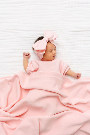 Heirloom Knit Blanket (Blush)