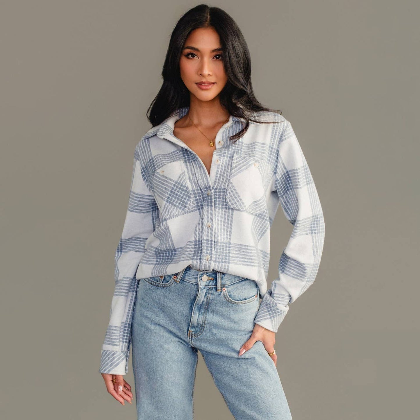 The Lisa (White & Dusty Blue)