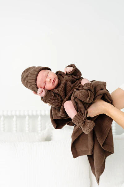Heirloom Knit Blanket (Cocoa)