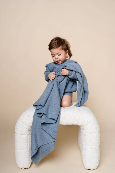 Heirloom Knit Blanket (Cadet Speckle)