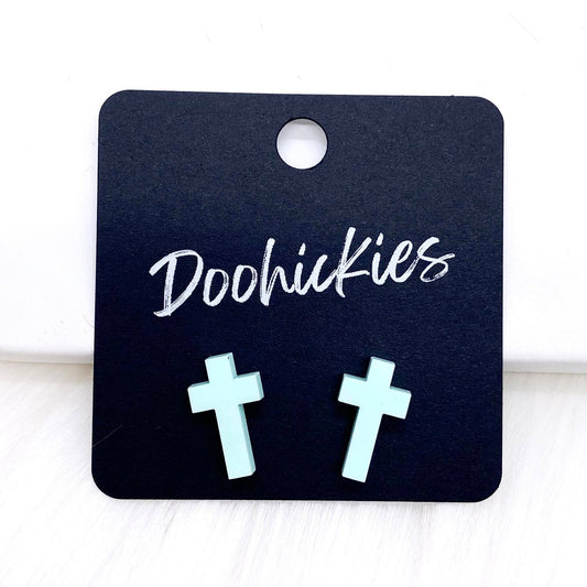 The Cross Earrings (Pastel Mint)