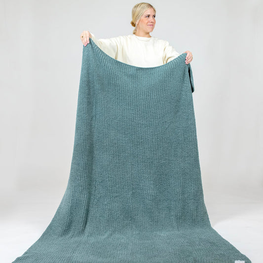 Chenille Blanket Adult Throw (Ocean Blue)