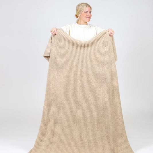 Chenille Blanket Adult Throw (Oatmeal)