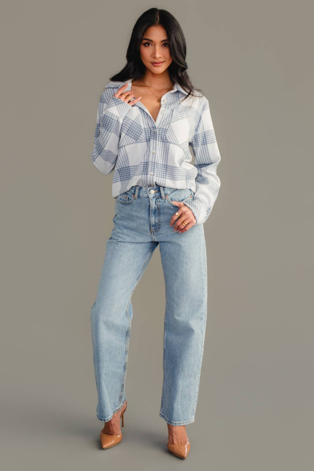 The Lisa (White & Dusty Blue)