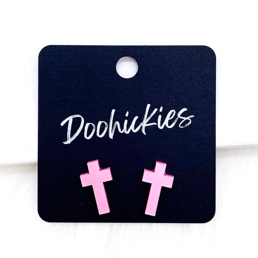 The Cross Earrings (Pink)