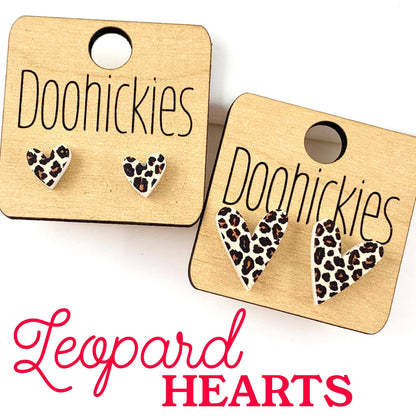 8mm Heart Earrings (Leopard)